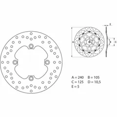 BREMBO Serie Oro Bremsscheibe starr - 68B40780 für Honda, Buell, Cagiva