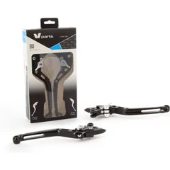 V-PARTS Hebel Standard 175mm CNC-gefräst schwarz/Aluminium-Verschraubungen mit Adaptern paarweise für: Yamaha für TDM900