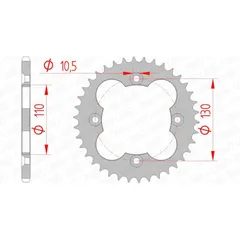 AFAM Standard Stahlritzel hinten 10318 - 520 für Honda TRX250FOURTRAX, TRX300FOURTRAX, TRX300SPORTRAX 10318-40