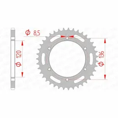 AFAM Standard Stahlritzel hinten 12304 - 520 für Yamaha FZR600GENESIS, RD350, SZR660
