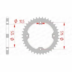 AFAM Standard Stahlritzel hinten 12407 - 520 für Yamaha YFM250RAPTOR, YFM350RAPTOR, YFM700RAPTOR 12407-38