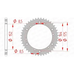 AFAM Standard Stahlritzel hinten 12500 - 520 für Yamaha DT400, IT175, IT200