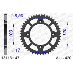 AFAM Ultraleichtes harteloxiertes Aluminiumritzel hinten 13116 - 420 für Yamaha YZ65