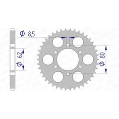 AFAM Ultraleichtes harteloxiertes Aluminiumritzel hinten 13208 - 428 für Yamaha TY125, YZ80