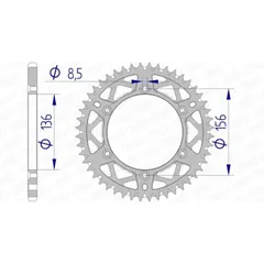 AFAM Ultraleichtes selbstreinigendes Aluminiumritzel hinten 15206 - 520 für Husqvarna, Sherco, für: Gas Gas 15206+49
