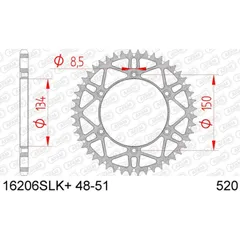 AFAM Selbstreinigendes Stahlritzel hinten 16206 - 520 für Kawasaki KLX250, KLX300, KLX450 Suzuki RM-Z250 16206SLK+50