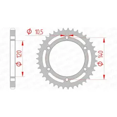 AFAM Standard Stahlritzel hinten 16605 - 525 für Kawasaki NINJAZX-6R, W650, ZEPHYR750 16605-40