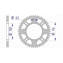 AFAM Ultraleichtes selbstreinigendes Aluminiumritzel hinten 17104420 für Kawasaki KX100, KX80, KX85 Suzuki RM100, RM80 17104+53