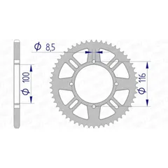 AFAM Aluminium Rear Sprocket 17104420 for Kawasaki KX100, KX80, KX85 Suzuki RM100, RM80 17104N-51