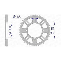 AFAM Aluminium Rear Sprocket 17105428 for Kawasaki KX100, KX80, KX85 Suzuki RM100 17105-54