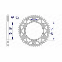 AFAM Aluminium Ultra-Light Self-Cleaning Rear Sprocket 17206520 for Kawasaki KDX200, KDX220, KDX250 Suzuki RM-Z250 17206+50