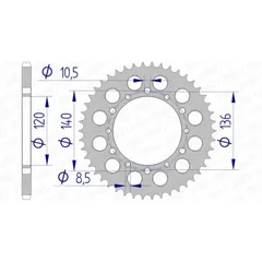 AFAM Aluminium Rear Sprocket 17404520 for Kawasaki NINJAZX-6R, ZXR750 Suzuki GSX-R600, GSX-R750 17404-42