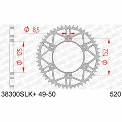 AFAM Ultraleichtes selbstreinigendes Stahlritzel hinten 38300 - 520 für Beta RR1252T, RR1252TENDURO, RR1254TENDURO