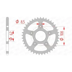 AFAM Standard Stahlritzel hinten 44203 - 520 für Cagiva MITO125, PLANET125, RAPTOR125 Aprilia PEGASO125, RS125, TUAREG125 44203-43