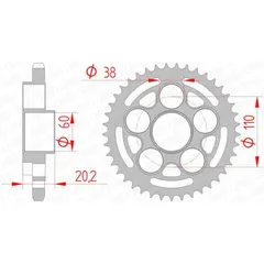 AFAM Standard Stahlritzel hinten 50800 - 525 für Ducati 1000MONSTER, 1000MULTISTRADA, 1100HYPERMOTARD