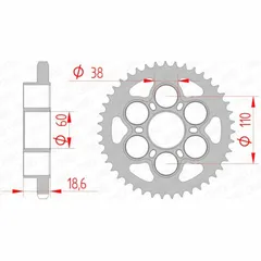 AFAM Standard Stahlritzel hinten 50801 - 525 für Ducati 1098, 1198, DIAVEL1200