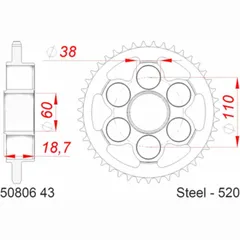 AFAM Standard Stahlritzel hinten 50806 - 520 für Ducati PANIGALEV2, SUPERSPORT