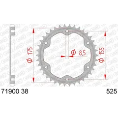 AFAM Standard Stahlritzel hinten 71900 - 525 für KTM 1290SUPERADVENTURE, 1290SUPERDUKE, 1290SUPERDUKEGT