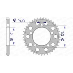 AFAM Aluminium Rear Sprocket 72801 - 525 for KTM 1190RC8, 950SUPERMOTO, 990SUPERDUKE 72801-40