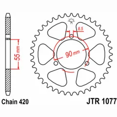 JT SPROCKETS Standard Stahlritzel hinten 1077 - 420 für Rieju NKD50, RS250