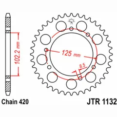 JT SPROCKETS Standard Stahlritzel hinten 1132 - 420 für Derbi SENDA50 Gilera RCR50