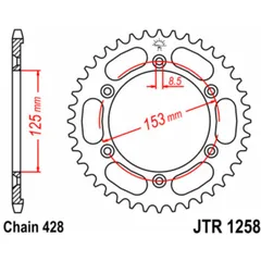 JT SPROCKETS Standard Stahlritzel hinten 1258 - 428 für Honda XR125L