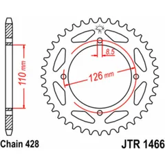 JT SPROCKETS Standard Stahlritzel hinten 1466 - 428 für Kawasaki KLX125, KX65 Suzuki RM65