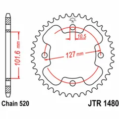 JT SPROCKETS Standard Stahlritzel hinten 1480 - 525 für Polaris OUTLAW450, OUTLAW525, PREDATOR500