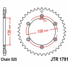 JT SPROCKETS Standard Stahlritzel hinten 1791 - 525 für Suzuki DR650, XF650 JTR1791.43