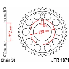 JT SPROCKETS Steel Standard Rear Sprocket 1871 - 530 for Yamaha YZF-R6