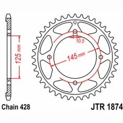 JT SPROCKETS Standard Stahlritzel hinten 1874 - 428 für Yamaha XVS125DRAGSTAR, XVS250DRAGSTAR
