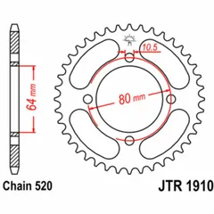 JT SPROCKETS Standard Stahlritzel hinten 1910 - 520 für Aeon COBRA125, COBRA180, COBRA220