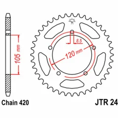 JT SPROCKETS Standard Stahlritzel hinten 24 - 420 für Aprilia MX50, RX50, SX50 Yamaha DT50R