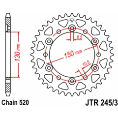 JT SPROCKETS Standard Stahlritzel hinten 245/3 - 520 für Honda FMX650, FX650, NX650DOMINATOR Yamaha YZF750 JTR245/3.47