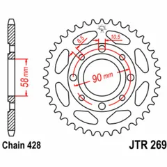 JT SPROCKETS Standard Stahlritzel hinten 269 - 428 für Honda, Daelim, Mash JTR269.47