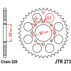 JT SPROCKETS Standard Stahlritzel hinten 273 - 520 für Honda CA125, CLR125CITYFLY, NX125 KTM 125DUKE, 200DUKE JTR273.45