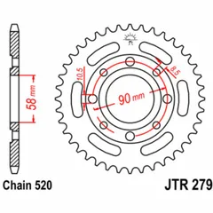 JT SPROCKETS Standard Stahlritzel hinten 279 - 520 für Honda CA125, CB250, MBX125 JTR279.35