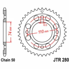 JT SPROCKETS Standard Stahlritzel hinten 280 - 530 für Husaberg FE390, FE450, FE570 Honda CB500
