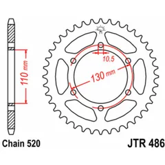 JT SPROCKETS Standard Stahlritzel hinten 486 - 520 für Kawasaki, Yamaha, Suzuki JTR486.47