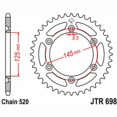 JT SPROCKETS Standard Stahlritzel hinten 698 - 520 für Cagiva CRUISER125, K7125, TAMANACO125
