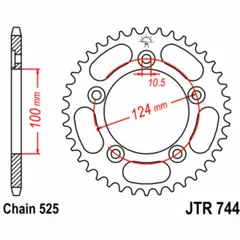 JT SPROCKETS Standard Stahlritzel hinten 744 - 525 für Ducati 749, 999
