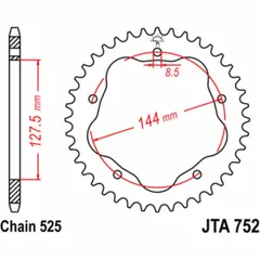 JT SPROCKETS Aluminiumritzel hinten 752 - 525 für Ducati 1000MONSTER, 1000MULTISTRADA, 1100HYPERMOTARD JTR752.42