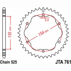 JT SPROCKETS Aluminiumritzel hinten 761 - 525 für Ducati 1098, 1198, 1200MONSTER