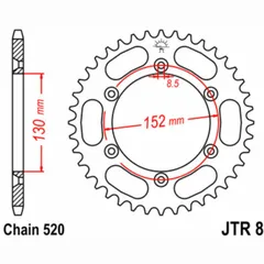JT SPROCKETS Standard Stahlritzel hinten 8 - 520 für BMW G450X
