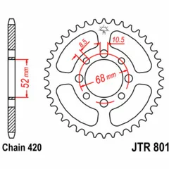 JT SPROCKETS Standard Stahlritzel hinten 801 - 420 für Suzuki DR-Z110, GT50, LT50QUADRUNNER Kawasaki AR80, KLX110, Z125 JTR801.37