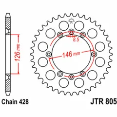 JT SPROCKETS Standard Stahlritzel hinten 805 - 428 für Suzuki DR125SM, TS125