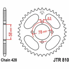 JT SPROCKETS Standard Stahlritzel hinten 810 - 428 für Suzuki, Hyosung, Keeway JTR810.47