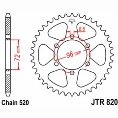 JT SPROCKETS Standard Stahlritzel hinten 820 - 520 für Husqvarna, Beta, für: Gas Gas