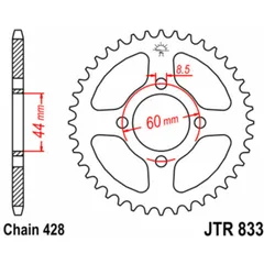 JT SPROCKETS Standard Stahlritzel hinten 833 - 428 für Yamaha DT80, TT-R125