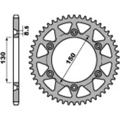 PBR Aluminium Ultra-Light Rear Sprocket 270 - 520 for Yamaha, Honda, Fantic 270.49.L